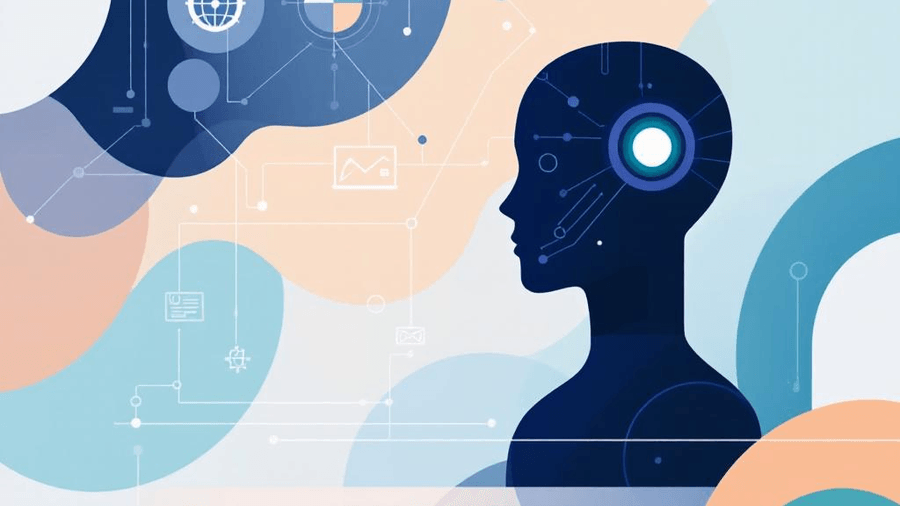 A professional blog header illustration for an article about Artificial Intelligence. Context: Picture a product team at a...